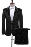 Glitter Green Taillette crantée 2 pièces Costume de bal pour hommes