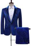 Glitter Green Taillette crantée 2 pièces Costume de bal pour hommes