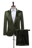 Glitter Green Taillette crantée 2 pièces Costume de bal pour hommes