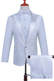 Costume 2 pièces à revers en pointe un bouton noir pour hommes avec perles