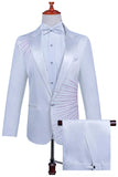 Costume 2 pièces à revers en pointe un bouton noir pour hommes avec perles