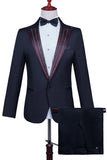 Costume de bal pour hommes 2 pièces à un bouton blanc avec perles