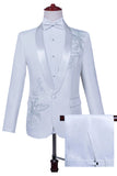 Pull châle blanc Slim Fit Costume de bal 2 pièces pour hommes avec perles
