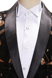 Blazer de bal à revers à sequins noirs et dorés pour hommes