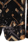 Blazer de bal à revers à sequins noirs et dorés pour hommes