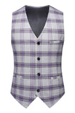 Gris violet rayé 3 pièces revers crantés costumes de bal pour hommes