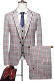 Gris violet rayé 3 pièces revers crantés costumes de bal pour hommes