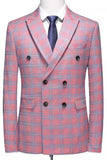 Rayures roses 2 pièces à revers pointu Tailleurs de bal pour hommes