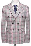 Gris rosé rayé 2 pièces à revers pointu Tailleurs de bal pour hommes