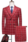 Rayures roses 2 pièces à revers pointu Tailleurs de bal pour hommes