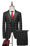 Rayures rouges à revers pointu 3 pièces Costumes de bal pour hommes