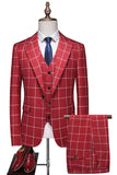 Rayures rouges à revers pointu 3 pièces Costumes de bal pour hommes