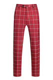Rayures rouges à revers pointu 3 pièces Costumes de bal pour hommes