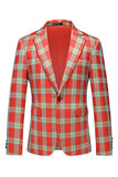 Blazer de bal rayé à revers cranté vintage rouge