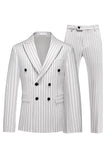 Blue Peak Lapel Striped 2 pièces Hommes Costumes