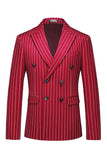 Rayures rouges Peak Lapel Hommes 3 pièces Costumes