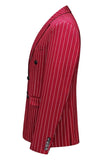 Rayures rouges Peak Lapel Hommes 3 pièces Costumes