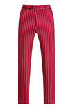 Rayures rouges Peak Lapel Hommes 3 pièces Costumes