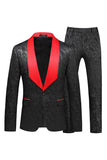 Noir Châle Revers Un Bouton 2 Pièces Hommes Bal Costumes