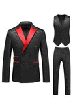 Imprimé rose Peak Lapel 3-Piece Hommes Costumes de bal