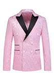 Imprimé rose Peak Lapel 3-Piece Hommes Costumes de bal