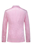 Imprimé rose Peak Lapel 3-Piece Hommes Costumes de bal