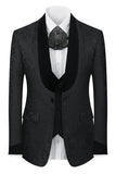 Noir Châle Revers Un Bouton 3 Pièces Hommes Costumes