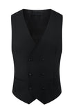 Noir Peak Lapel Perlé 3 Pièces Hommes Costumes