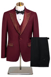 Noir Peak Lapel Perlé 3 Pièces Hommes Costumes