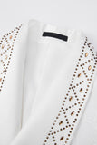 Blanc Châle Revers 2 pièces Hommes Costumes avec Perles