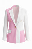 Costumes féminins à revers blanc rose à pointe en deux pièces et un bouton.