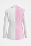 Costumes féminins à revers blanc rose à pointe en deux pièces et un bouton.