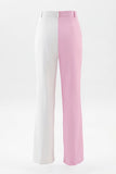 Costumes féminins à revers blanc rose à pointe en deux pièces et un bouton.