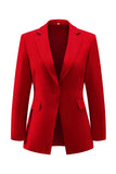 Costume de bal 2 pièces rouge pour femme à revers cranté avec poches