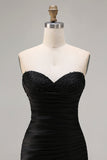 Robe de bal longue à volants à volants sirène noire avec fente