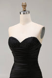 Robe de bal longue à volants à volants sirène noire avec fente