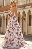 Robe de bal de bal basque sans bretelles en fleur rouge, taille longue, avec fente