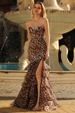 Robe de bal longue sirène à volants noirs blancs à pois et fente
