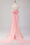 Robe de bal longue de bal à paillettes à paillettes à fente scintillante à blush scintillant