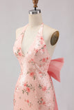 Robe de bal longue de bal à paillettes à paillettes à fente scintillante à blush scintillant