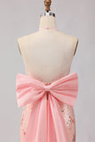 Robe de bal longue de bal à paillettes à paillettes à fente scintillante à blush scintillant