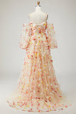 Robe de bal de bal champagne bretelière A Line 3D taille grande taille avec manches amovibles