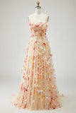 Robe de bal de bal champagne bretelière A Line 3D taille grande taille avec manches amovibles