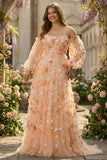 Robe de bal de bal champagne bretelière A Line 3D taille grande taille avec manches amovibles