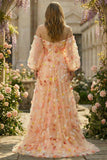 Robe de bal de bal champagne bretelière A Line 3D taille grande taille avec manches amovibles