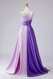 Robe formelle rose ligne A à une épaule froncée