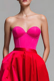Corset bustier rouge et fuchsia Robe formelle trapèze