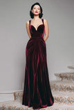 Robe longue formelle fourreau en velours bordeaux
