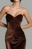 Robe longue formelle corset en velours marron