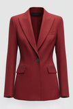 Blazer formel à revers pointu rouge foncé pour femme